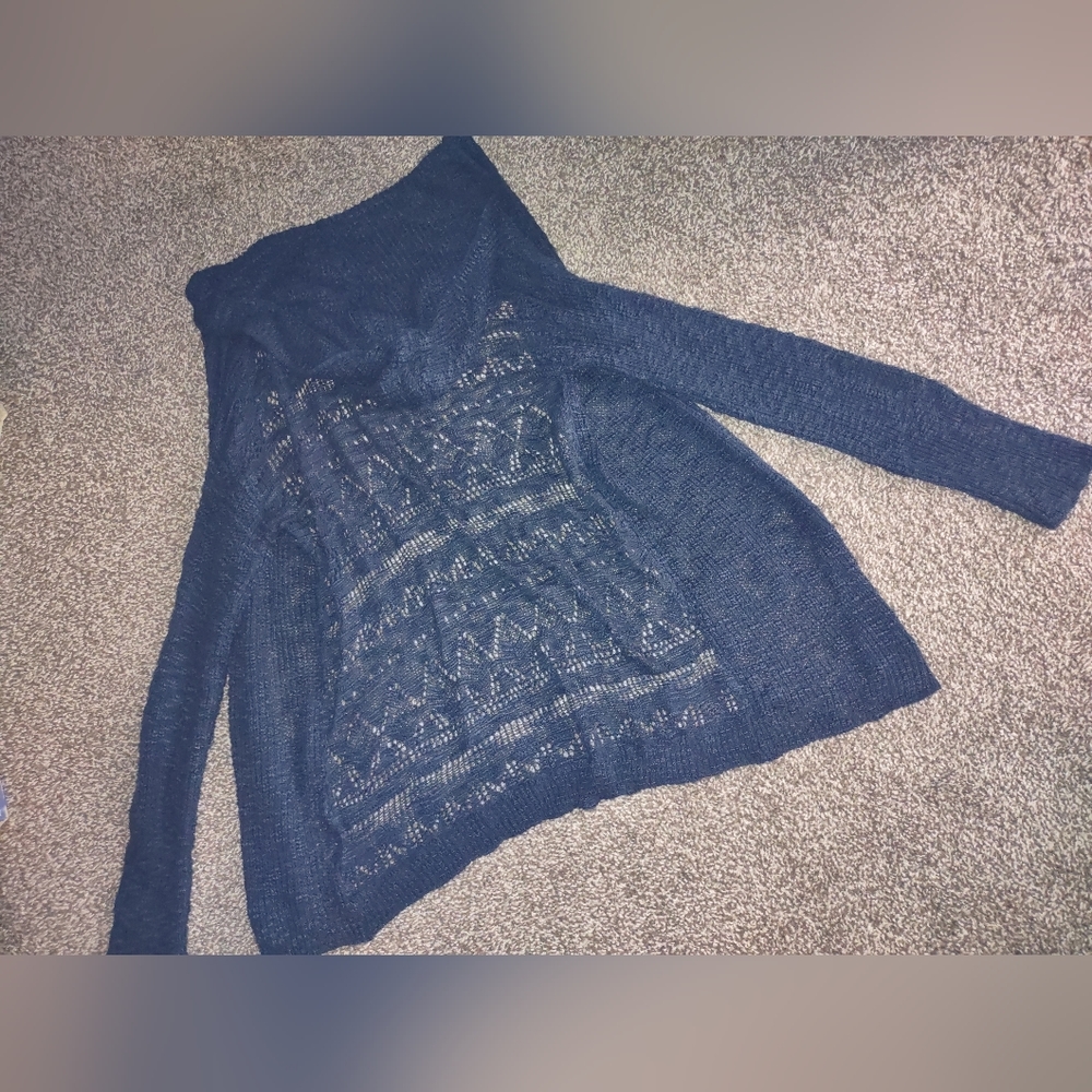 Short blue cardigan